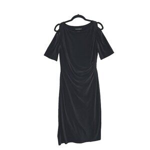 LRL Women Dress Cold Shoulder Short Sleeve Sz 10 Black Office Career 6-24
